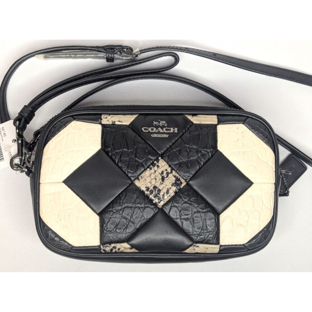 Coach Black Canyon Quilt Exotic Embossed Leather Clutch Crossbody Purse NWT - Picture 2 of 15